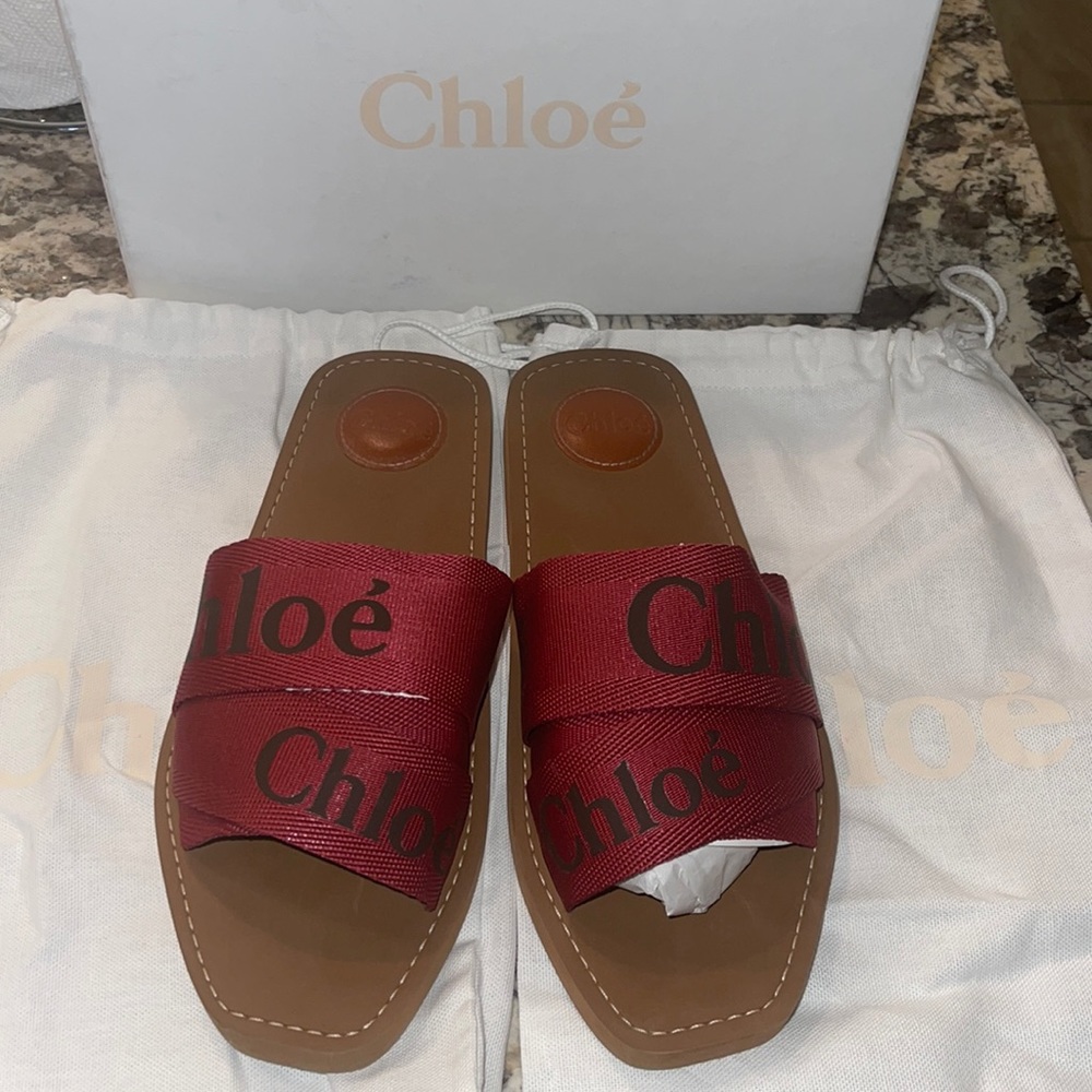 Burgundy Chloe slides